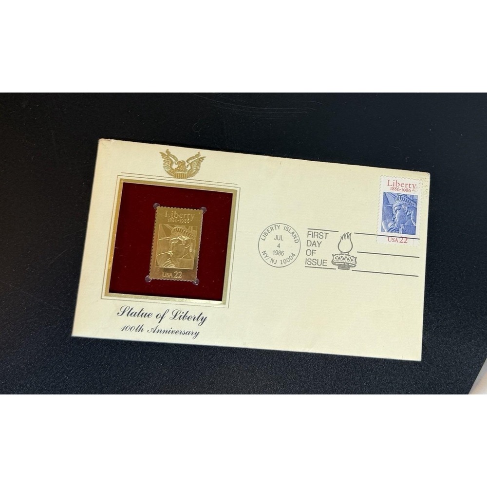 Statue of Liberty 100th Anniversary 22K Gold Stamp USPS First Day of Issue 1986